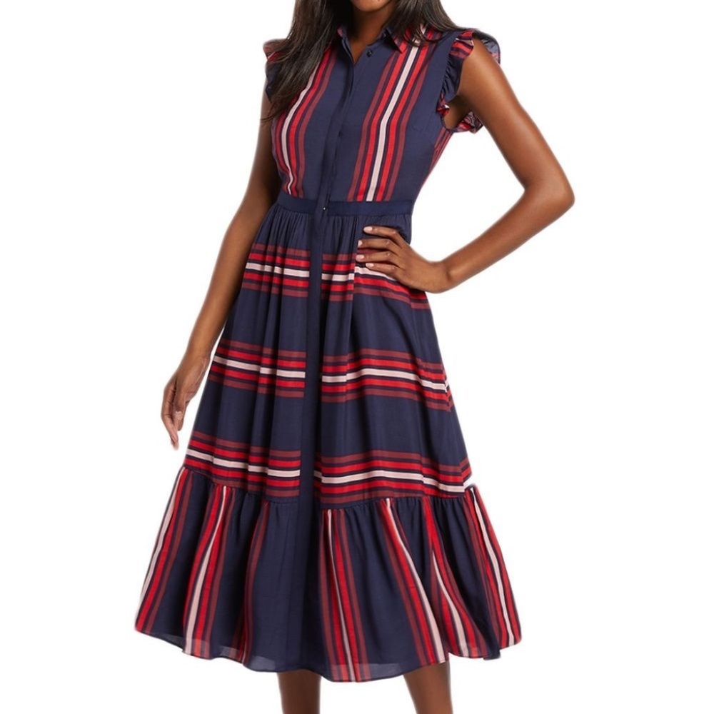 NWT Draper James striped midi shirt dress size 12